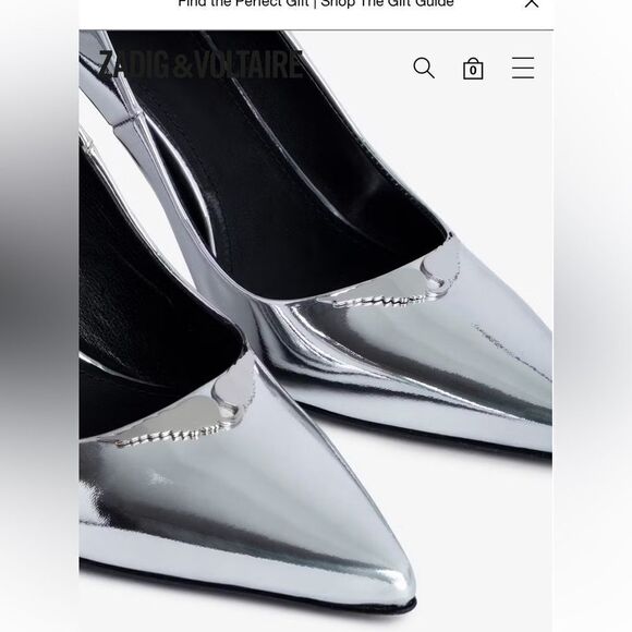 Zadig and Voltaire Perfect Mirror Leather Pumps With Wing Logo Sz 8 (39) NIB - Picture 4 of 14